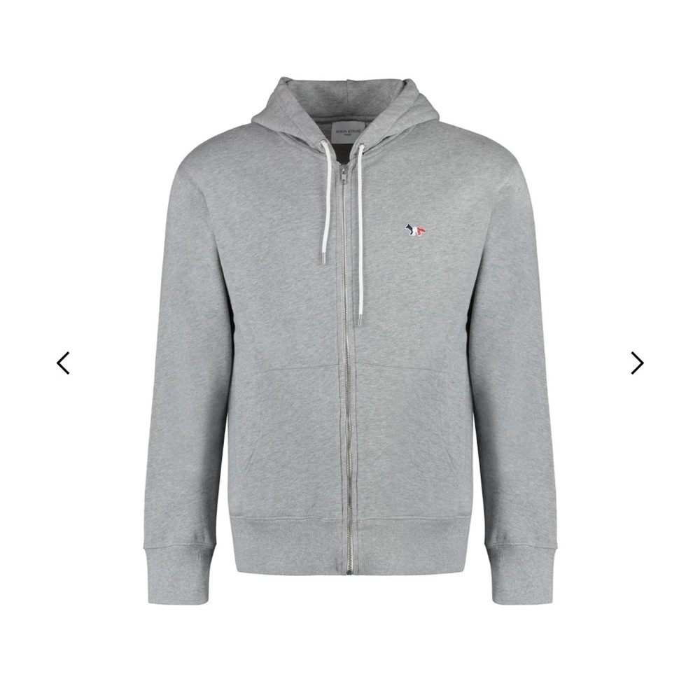 Masion Kitsune unisex zipper hoodie sweatshirt with small fox patch